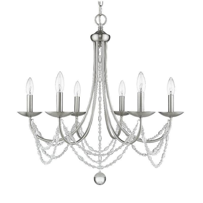 Elegant Matte Black 6-Light Chandelier with Crystal Glass Beads