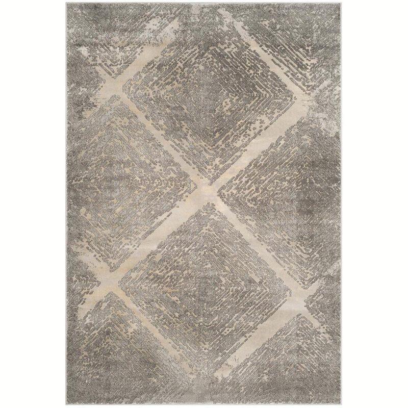 Gray Abstract Stain-Resistant Synthetic Area Rug 79" x 6"