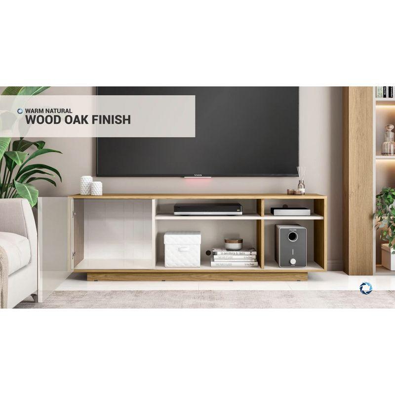 Techni Mobili Contemporary TV Stand for TVs up to 70" Oak: Modern Entertainment Center with Storage, Cable Management