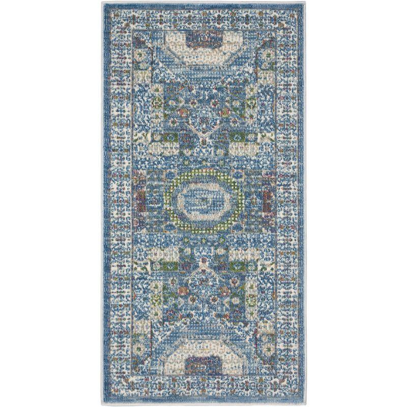 Nourison Global Vintage GLB17 Indoor only Area Rug - Ivory Light Blue 2' x 4'
