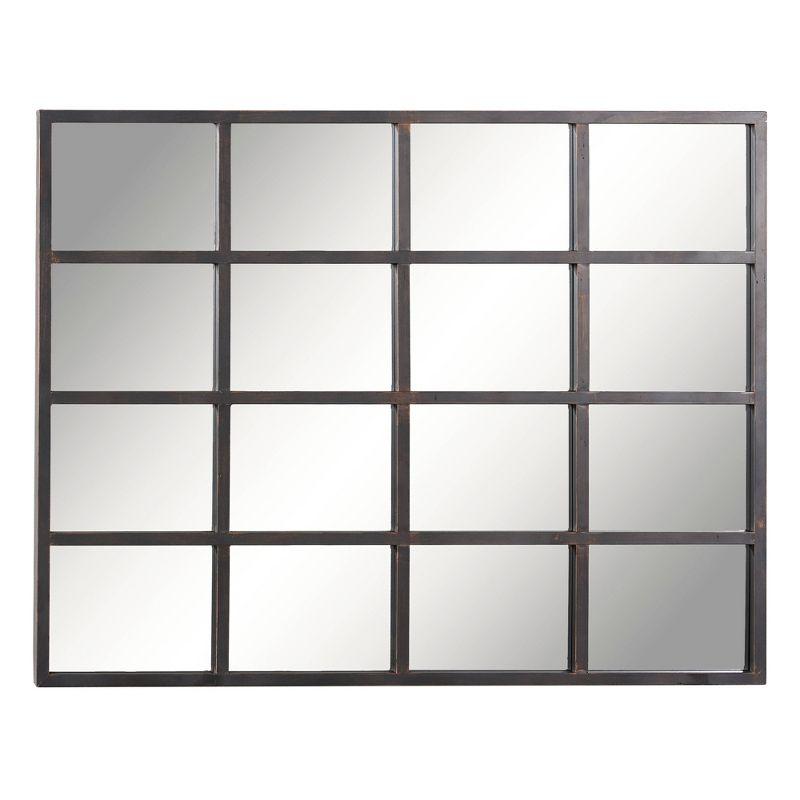 Glass Window Pane Inspired Wall Mirror Black - Olivia & May: Industrial Style, 45x35.38", Iron Frame