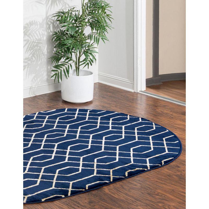 Glam Navy Blue Gold Area Rug