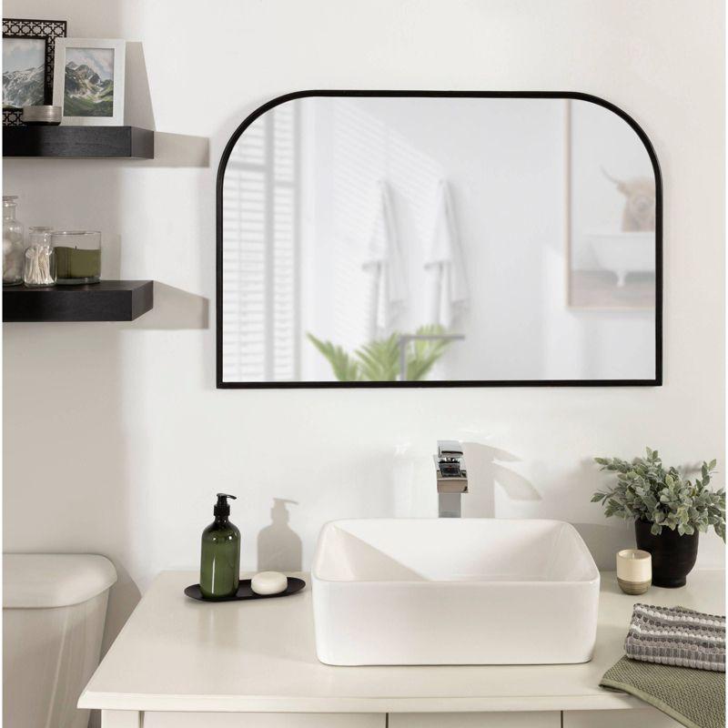 36" x 24" Caskill Framed Arch Wall Mirror Black - Kate & Laurel: Large, Modern Design, Wall-Mounted