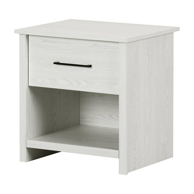 White Pine 1-Drawer Nightstand with Open Shelf