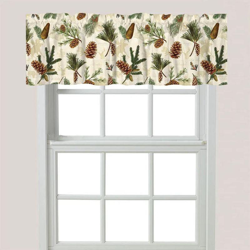 Beige Pinecone and Pine Leaves Rod Pocket Valance