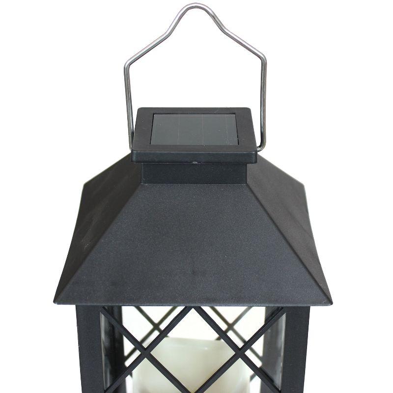 Sunnydaze Outdoor Concord Hanging Tabletop Solar LED Rustic Farmhouse Decorative Candle Lantern - 11"