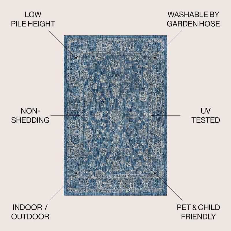 Tela Bohemian Inspired Textured Weave Floral Indoor/Outdoor Area Rug - JONATHAN Y