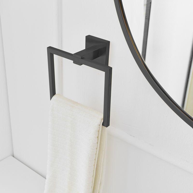 Matte Black Stainless Steel Square Wall Mounted Towel Ring