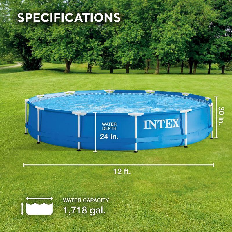 Intex Intex Round Metal Frame Outdoor Backyard Above Ground Swimming Pool