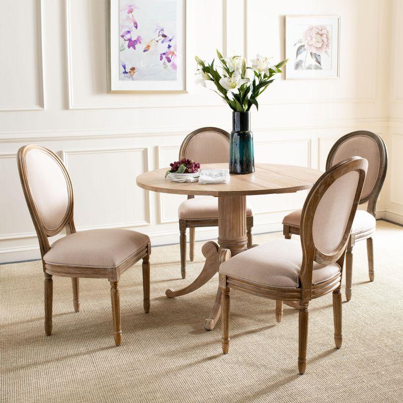 Holloway 19''H French Brasserie Oval Side Chair (Set of 2) - Beige/Rustic Oak - Safavieh