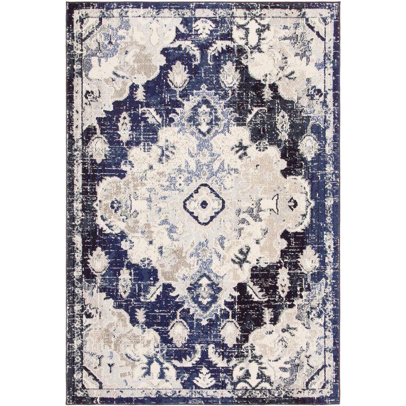 Madison Light Blue Synthetic Flat Woven Round Rug