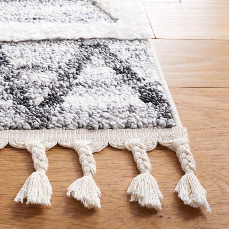 Moroccan Tassel Shag MTS642 Power Loomed Area Rug - Gray/Ivory - 8'x10' - Safavieh.