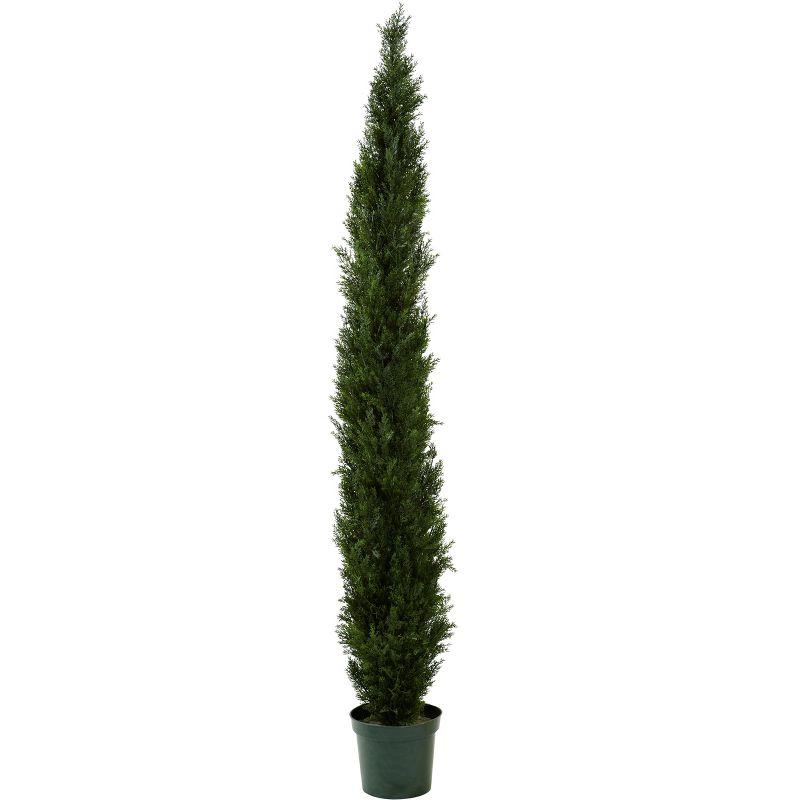 8-Foot Two-Tone Green Silk Cedar Pine Tree in Plastic Pot