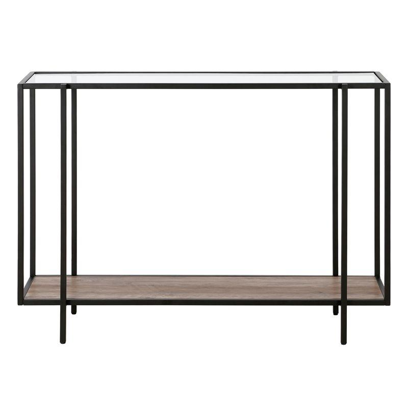 Black Bronze Accent Table with Gray Oak Shelf - Henn&Hart