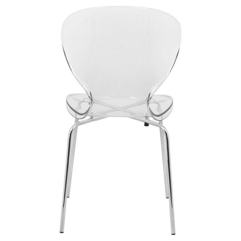 LeisureMod Oyster Modern Acrylic Dining Chair with Molded Seat and Chrome Legs, Stackable Design for Kitchen, Dining Room, Office, Lounge, or Cafe