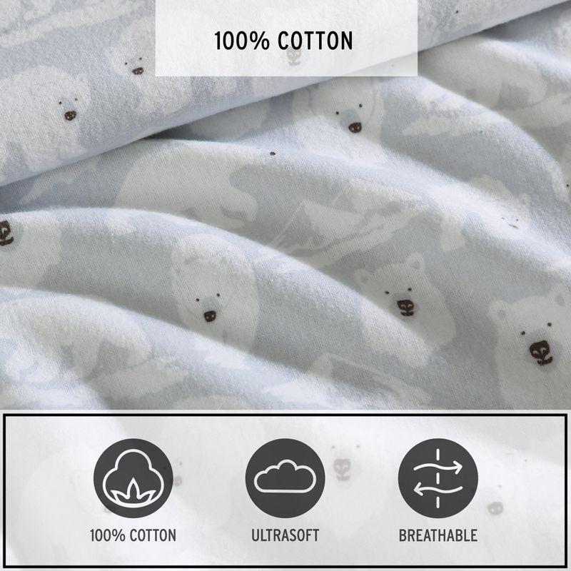 Eddie Bauer Explorer Bears Grey 100% Cotton Flannel Full Sheet Set