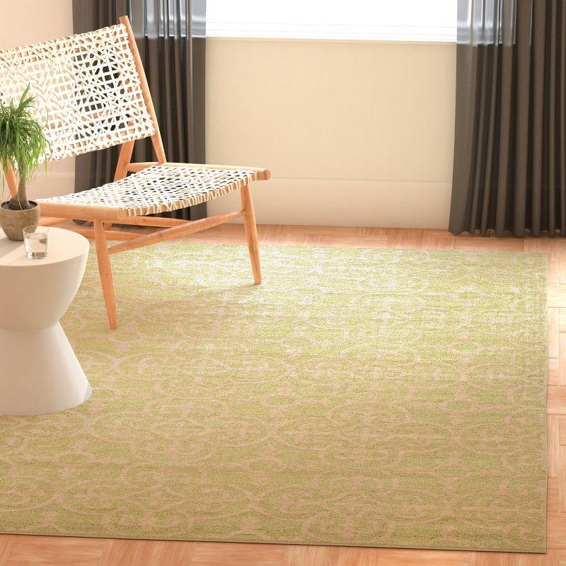 Hand-Tufted Light Green and Ivory Wool Square Rug - 6'x6'