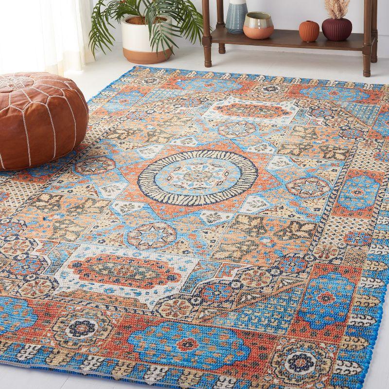 Saffron SFN541 Hand Loomed Area Rug - Orange/Blue - 4'x6' - Safavieh.
