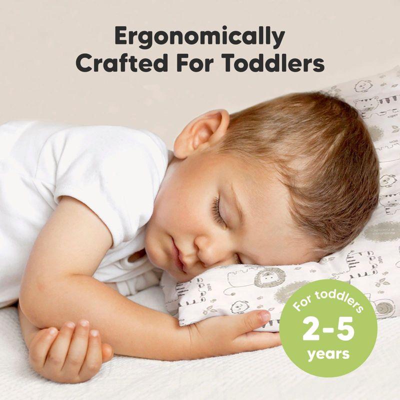 KeaBabies Toddler Pillow with Pillowcase, 13X18 Soft Organic Cotton Toddler Pillows for Sleeping, Kids Travel Pillow Age 2-5 (KeaSafari)