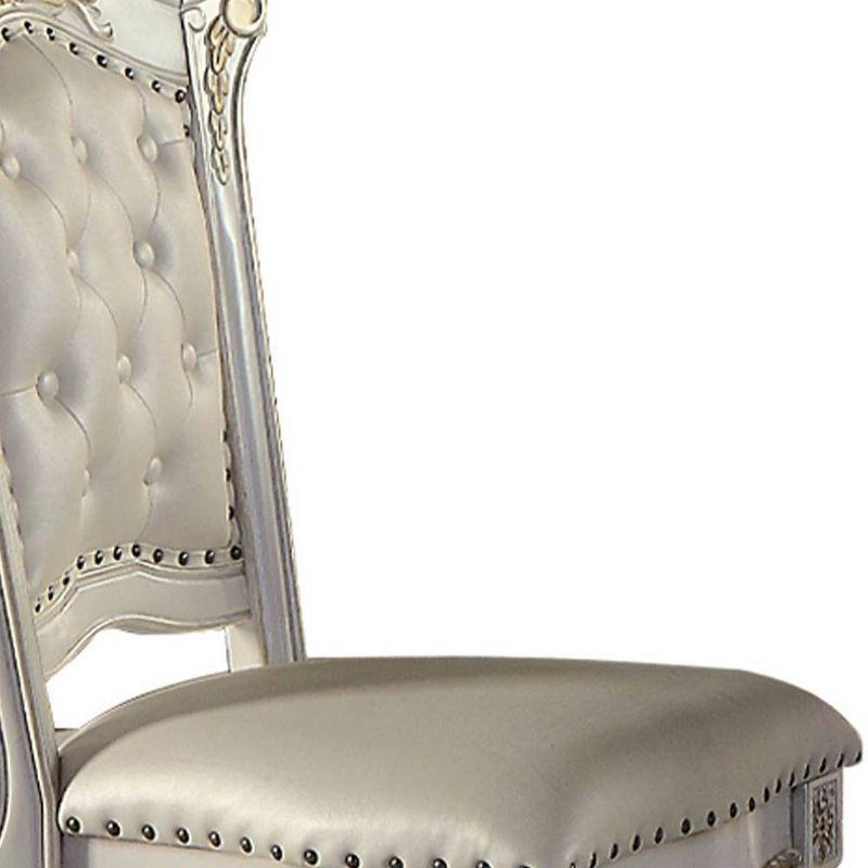 20" Vendome Dining Chair Antique Pearl Finish - Acme Furniture: Elegant Leather Upholstery, Nailhead Trim, Wood Frame