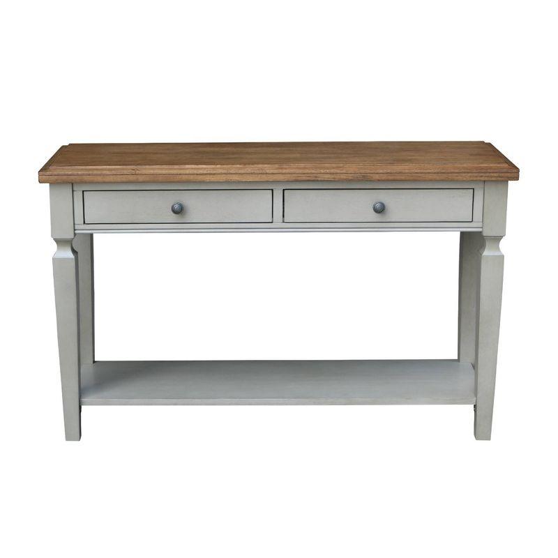 Vista Hickory Stone Finish Solid Wood Console Table with Storage