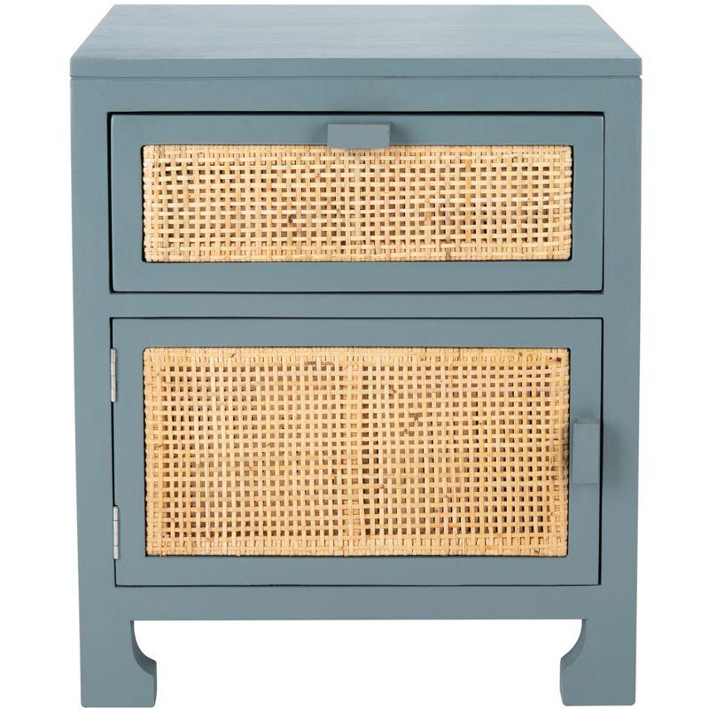 Dave 1 Drawer 1 Door Nightstand - Blue Grey/Natural - Safavieh.