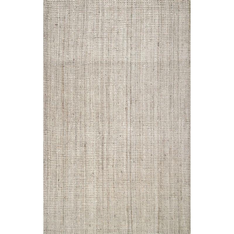 Nuloom Ashli Solid 8 Square Jute Indoor Area Rug for Dining Room Rug Neutral Rug Living Room Rug Kitchen, Off White