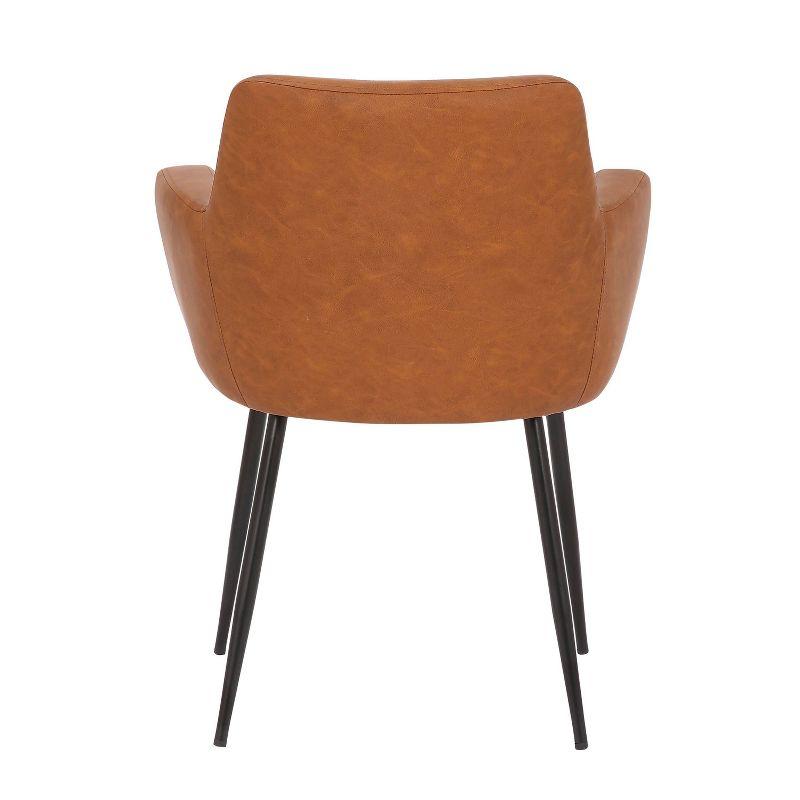 Set of 2 Andrew PU Leather/Steel Dining Chairs Black/Camel - LumiSource: Upholstered, Foam-Filled, Spot Clean