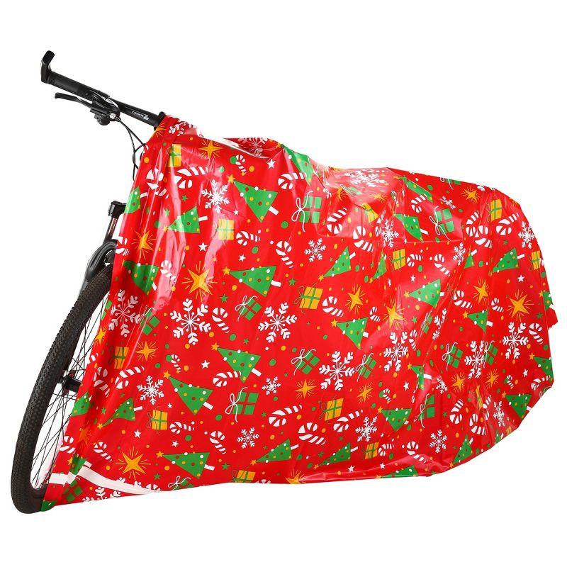JOYFY 2 PCS Jumbo Christmas Bike Bags with Gift Tags - 72” x 60” Bags for Xmas Gift - Red + White