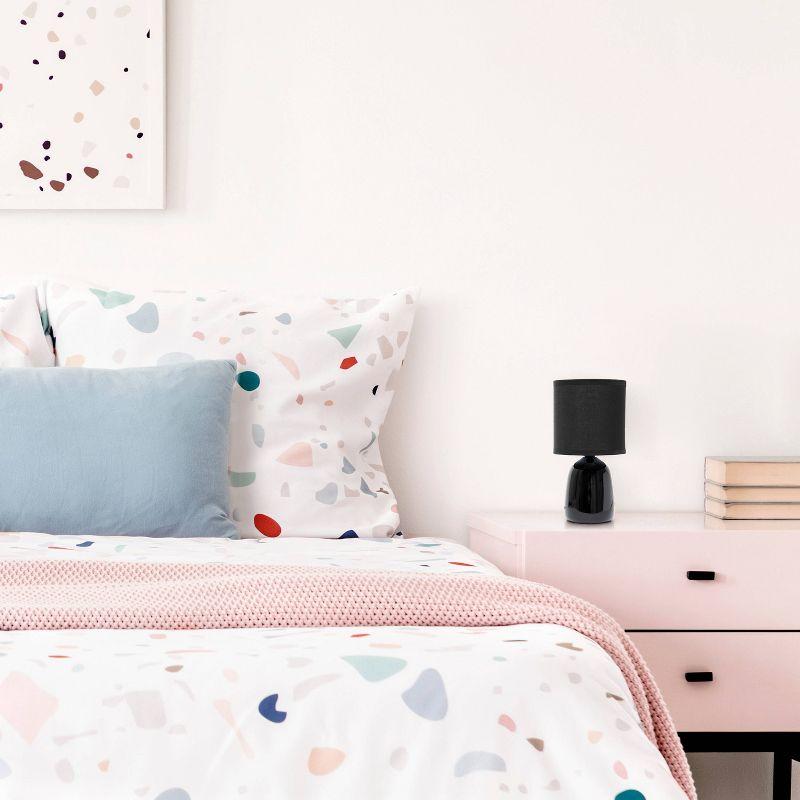 10.04" Traditional Ceramic Thimble Base Bedside Lamp with Fabric Shade - Simple Designs: ETL Listed, No Assembly Required