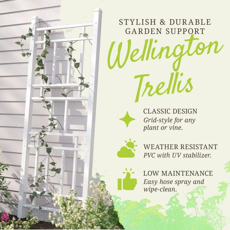 Dura-Trel Wellington 28"x75" Indoor Outdoor Garden Trellis Plant Support for Vines & Climbing Plants, Flowers, & Vegetables w/Ground Stakes White