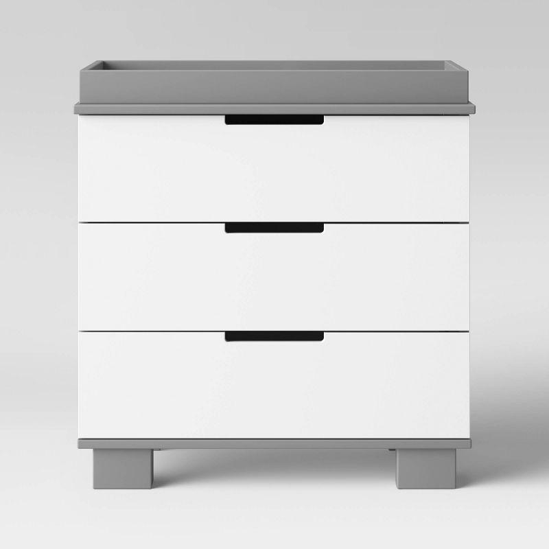 Modo Space-Saving 3-Drawer Changer Dresser in Grey and White