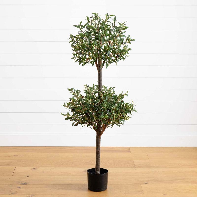 Primrue 4.5ft. Olive Double Topiary Silk Tree