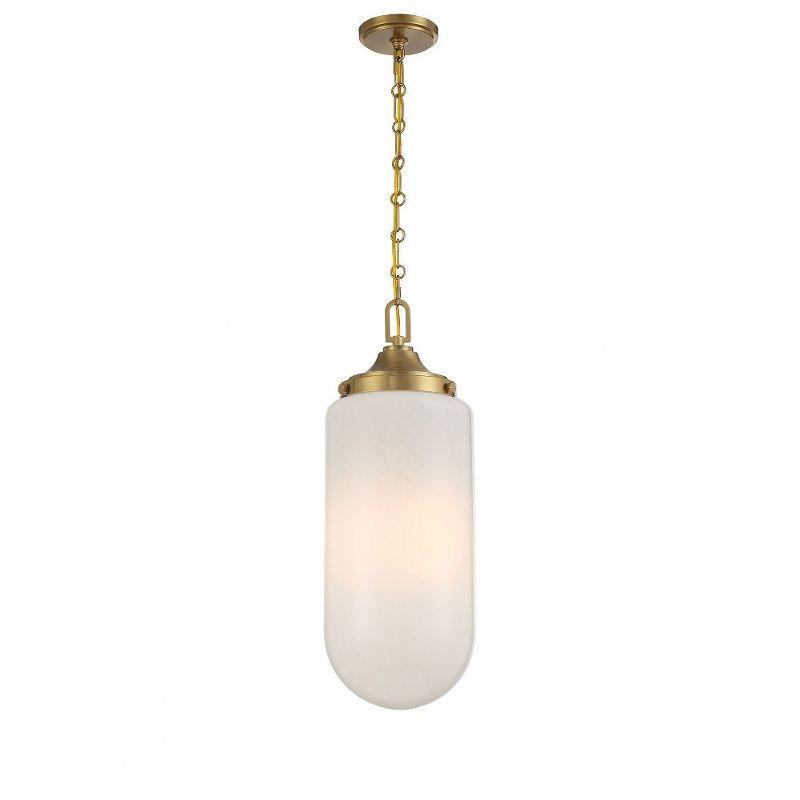 Warm Brass 3-Light Pendant with Strie Glass Shade