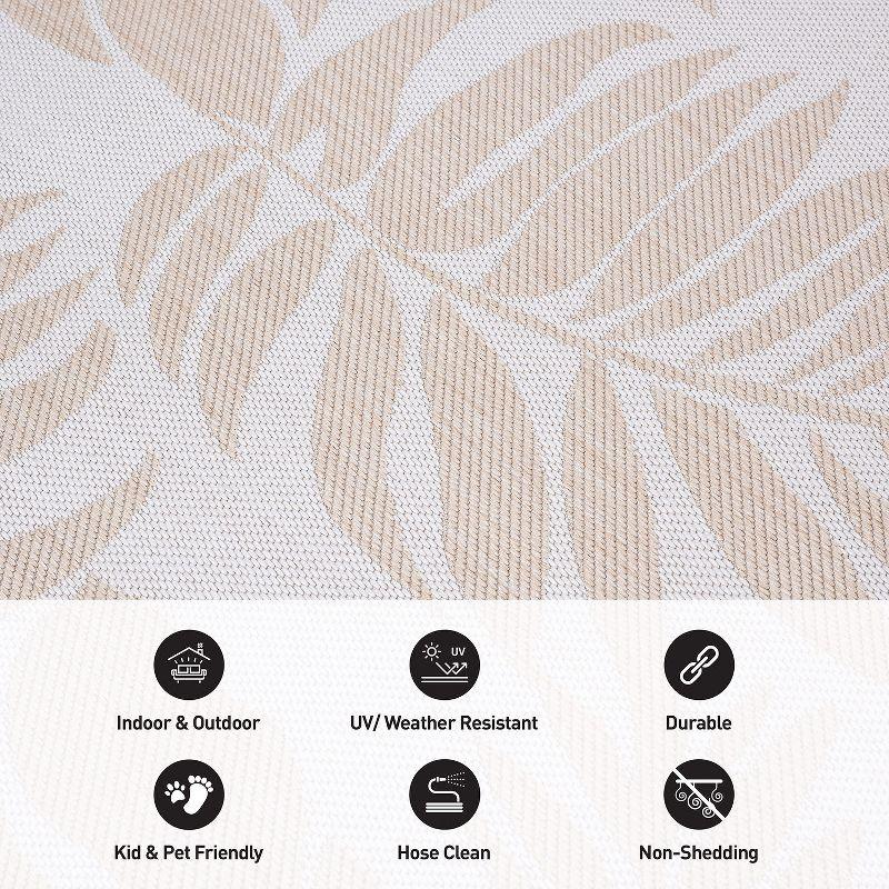 World Rug Gallery Floral Leaves Textured Flat Weave Indoor/Outdoor Area Rug - NATURAL 2'x3'