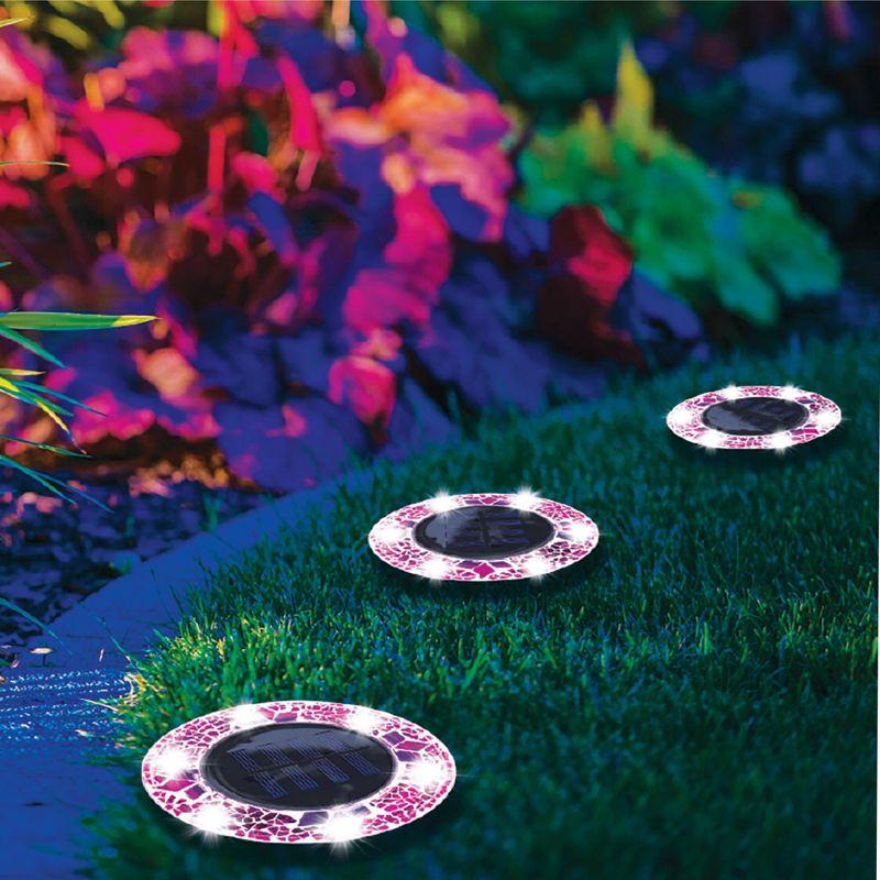 Bell + Howell Bell+howell Disk Lights Solar Ground Lights Mosaic Wireless Auto On/off Solar Pathway Garden Outdoor Lighting With 6 Led Bulbs For Lawn, Patio, Garden, Yard, Pathways Waterproof, 4 Pack - Blue & Reviews | Wayfair