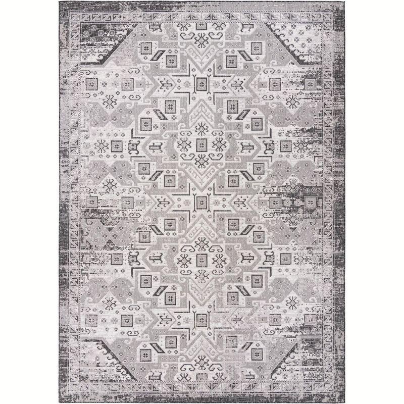 Charcoal Gray 10' x 14' Synthetic Reversible Outdoor Rug