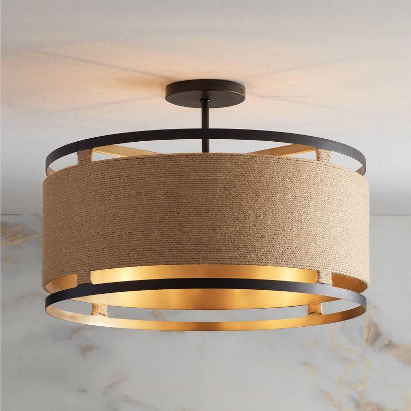 Windward Passage 4-Light Coal and Soft Brass Drum Ceiling Light