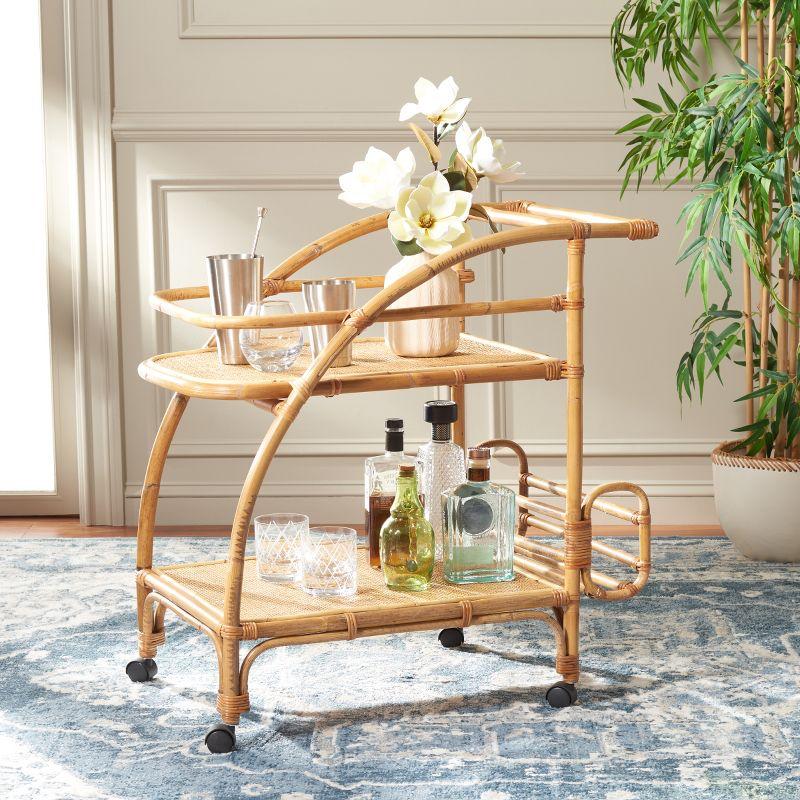 Treise 2 Tier Bar Cart - Natural - Safavieh