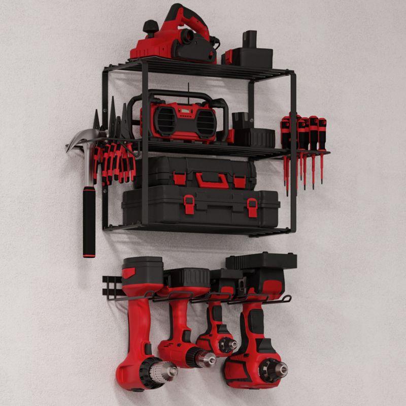 Stalwart 4-Tier Power Tool Organizer Shelving - Wall Mount Garage Storage System for Tools by Stalwart