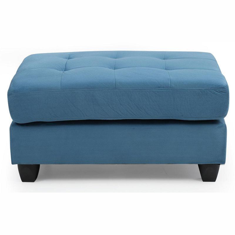 Malone Aqua Tufted Ottoman with Wood Frame