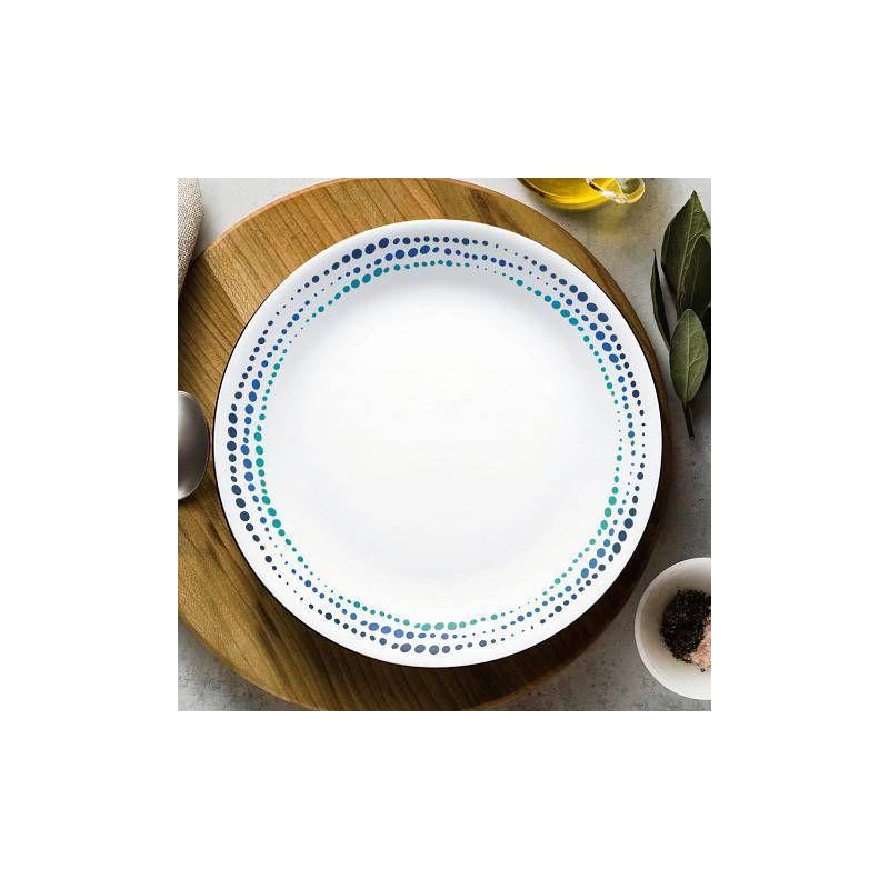 Corelle 16pc Vitrelle Ocean Blues Dinnerware Set: Polka Dot Plates & Bowls, Service for 4, Dishwasher-Safe