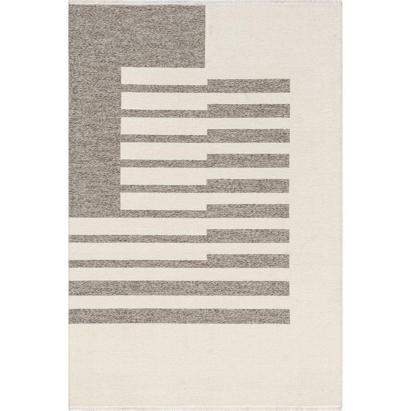 Sofya Beige Abstract Striped Reversible Machine Washable Area Rug