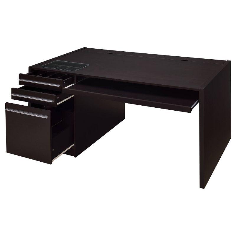 Halston 3 Drawer Office Desk Cappuccino - Coaster