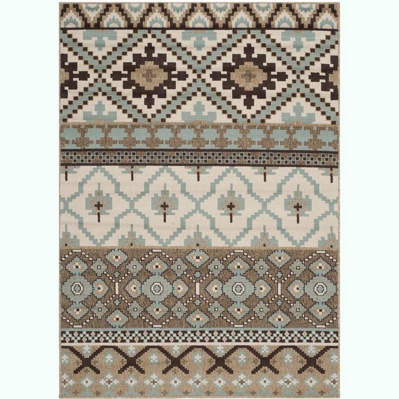 Veranda VER097 Power Loomed Indoor and Outdoor Area Rug - Creme/Brown - 4'x5'7" - Safavieh.
