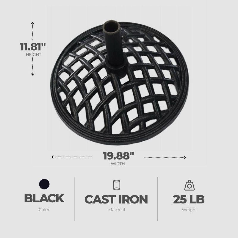 Black Cast Iron 19-Inch Round Umbrella Base