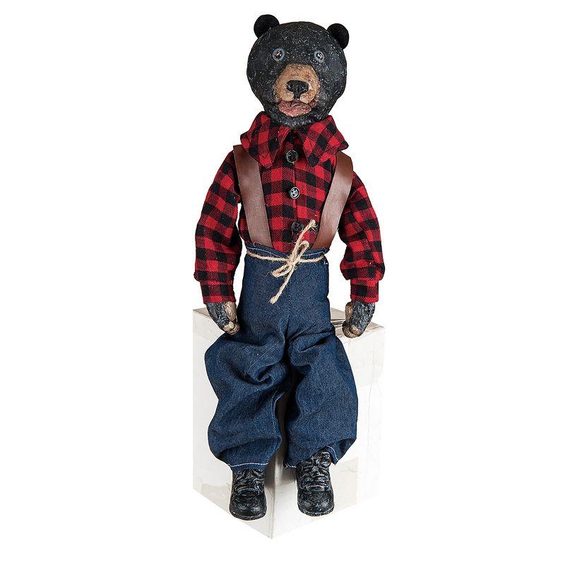 Rustic Lumberjack Bear Resin Figurine, 19-Inch