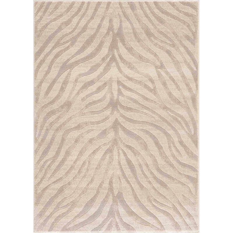 Hauteloom Beige Manteca Zebra Print Area Rug