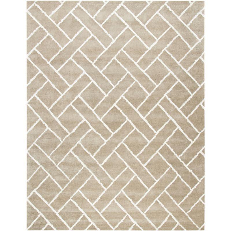 Ivory and Beige Hand-Tufted Wool 8' x 10' Area Rug