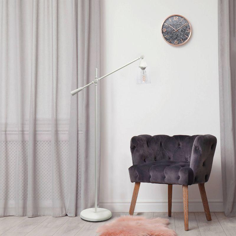 Swing Arm Floor Lamp with Glass Cylindrical Shade - Lalia Home